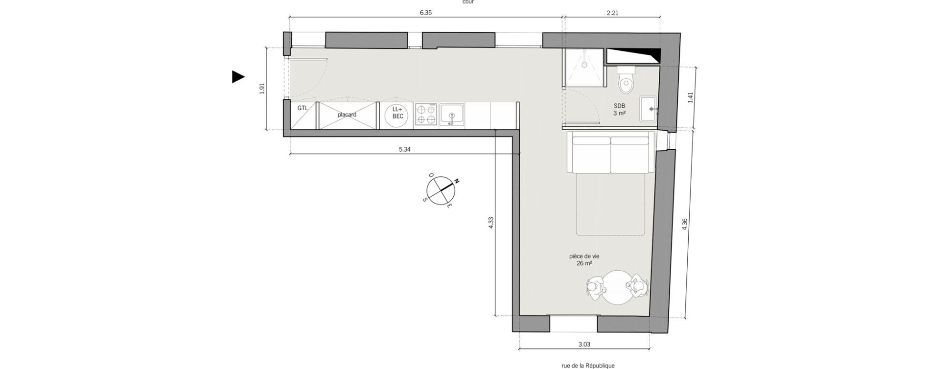 Appartement T1 de 29,00 m2 &agrave; Vanves Centre