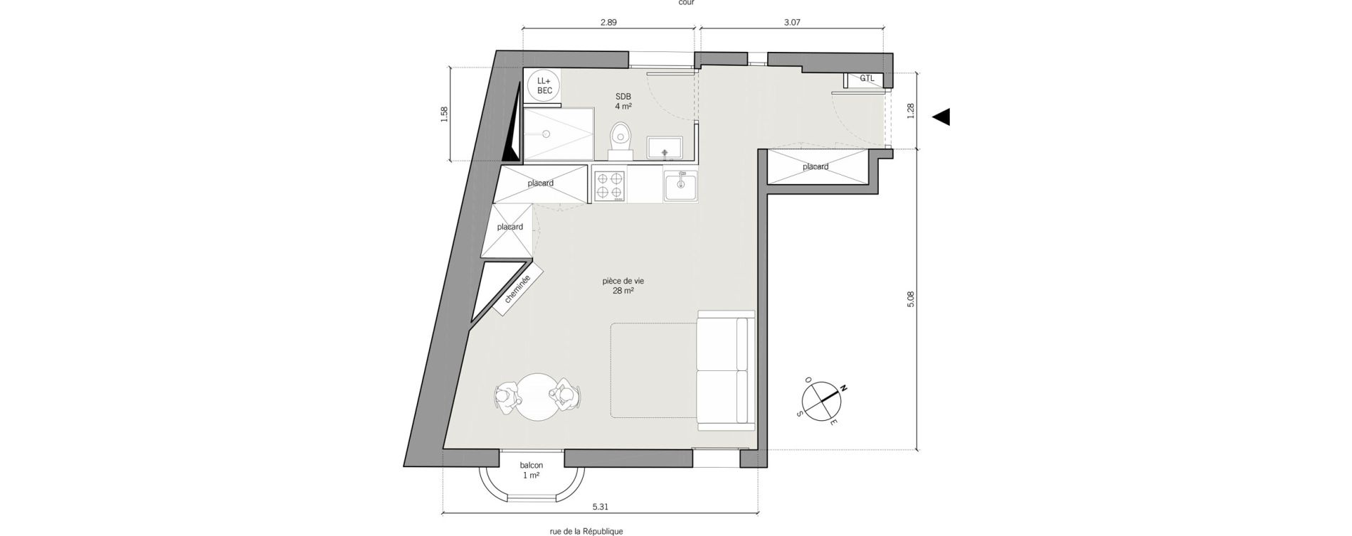 Appartement T1 de 32,00 m2 &agrave; Vanves Centre