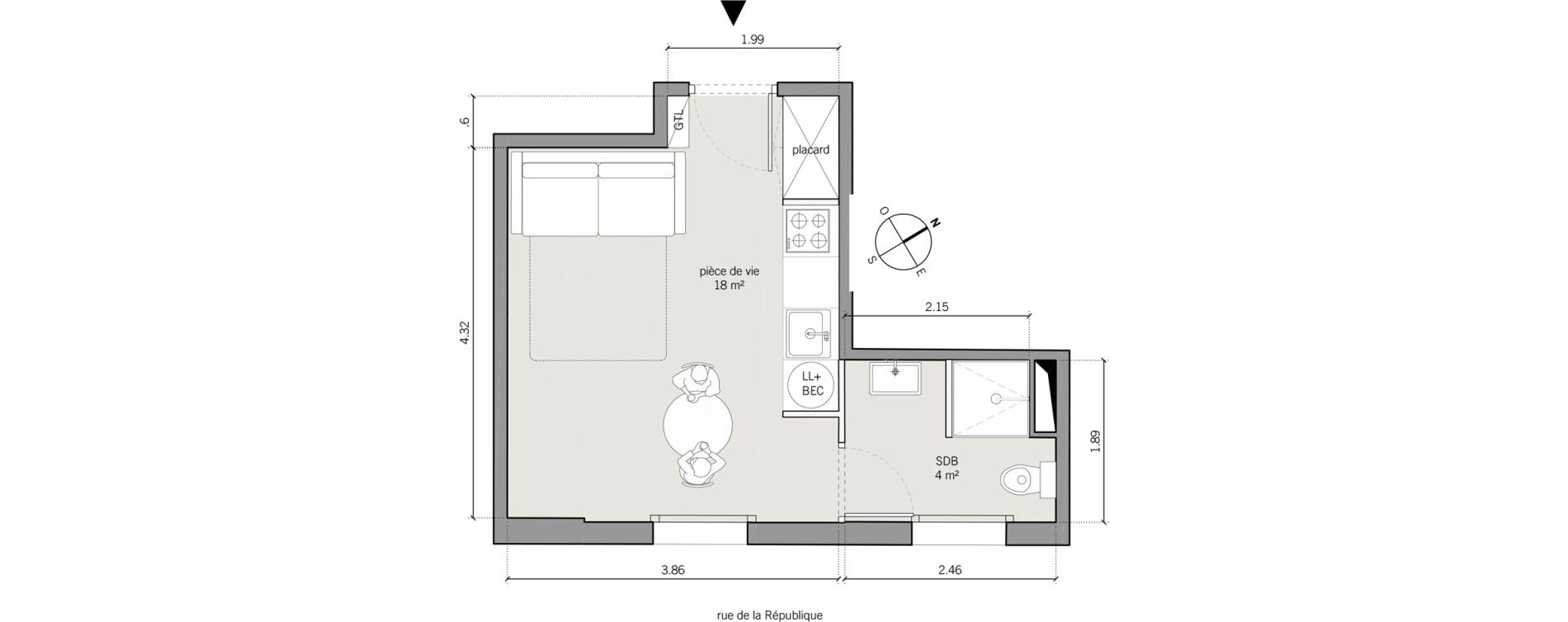 Appartement T1 de 22,00 m2 &agrave; Vanves Centre