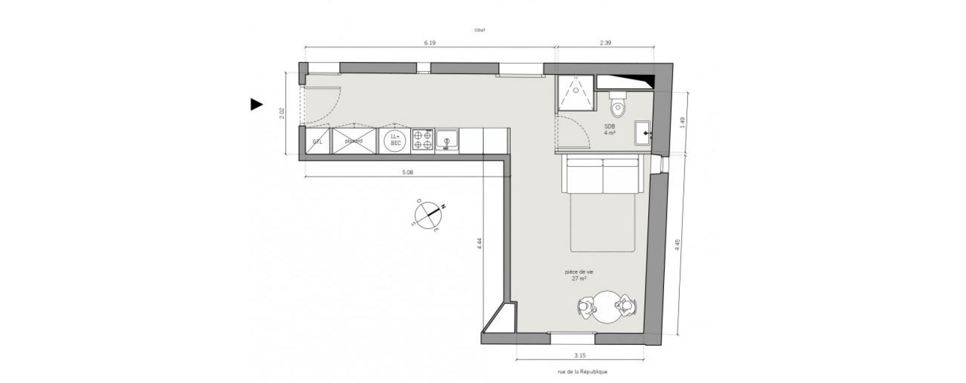 Appartement T1 de 31,00 m2 &agrave; Vanves Centre