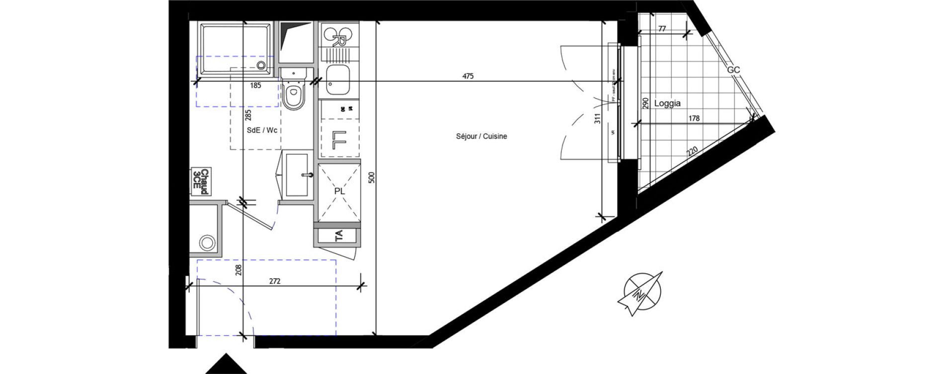 Appartement T1 de 29,60 m2 &agrave; Vanves Clos montholon
