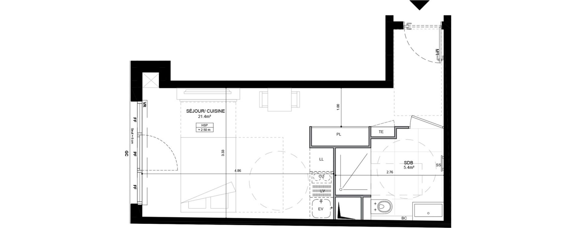 Appartement T1 de 26,80 m2 &agrave; Vanves Centre ancien