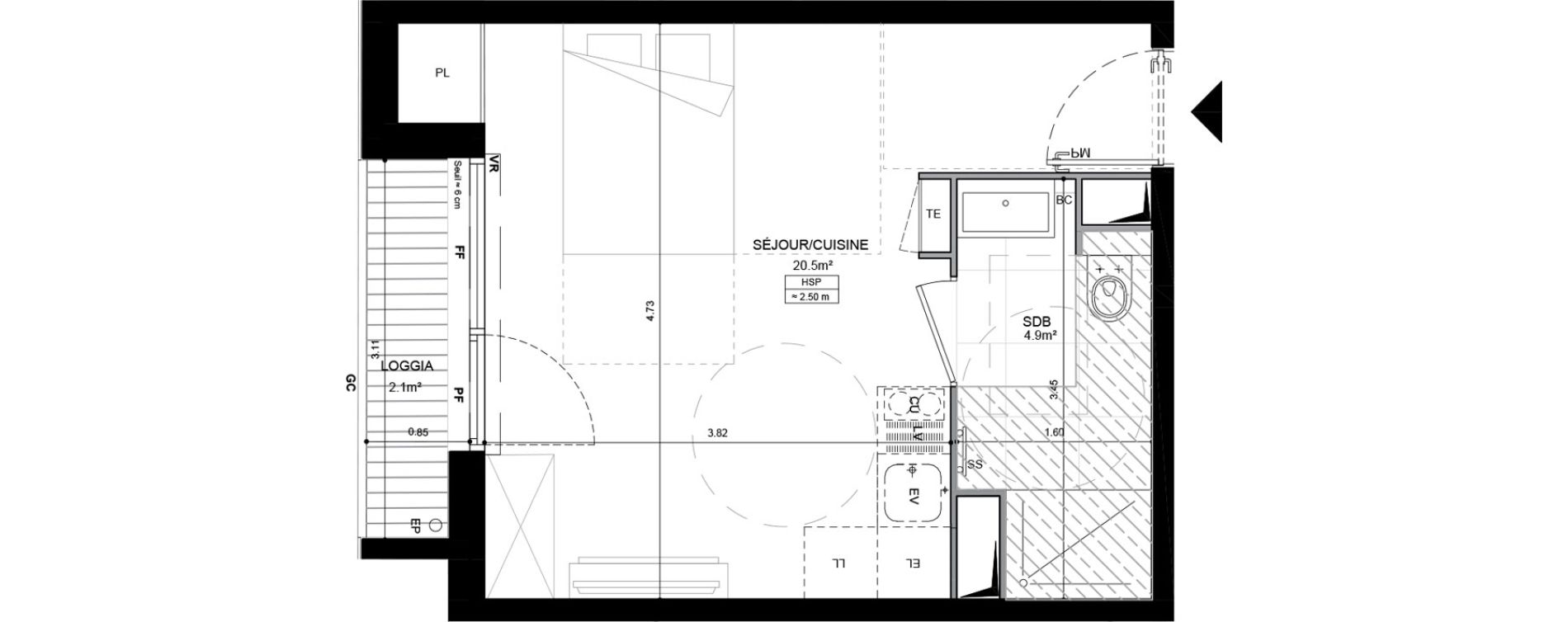 Appartement T1 de 25,40 m2 &agrave; Vanves Centre ancien