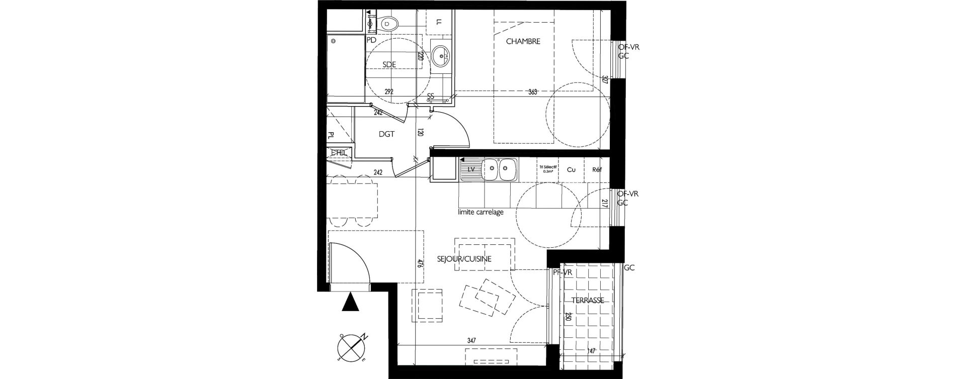Appartement T2 de 45,60 m2 &agrave; Vanves Clos montholon