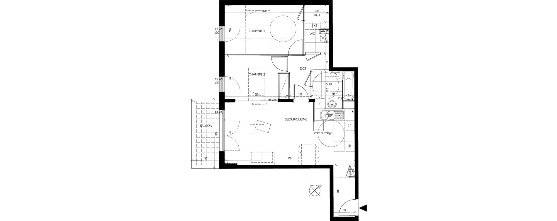 Appartement T3 de 64,50 m2 &agrave; Vanves Clos montholon
