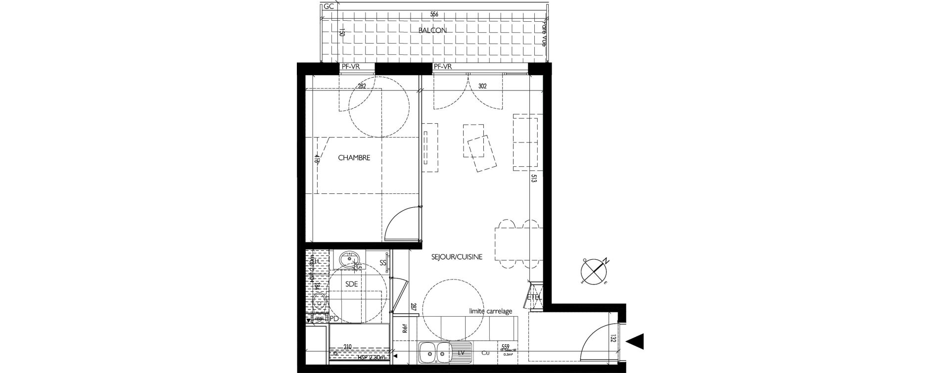 Appartement T2 de 42,80 m2 &agrave; Vanves Clos montholon