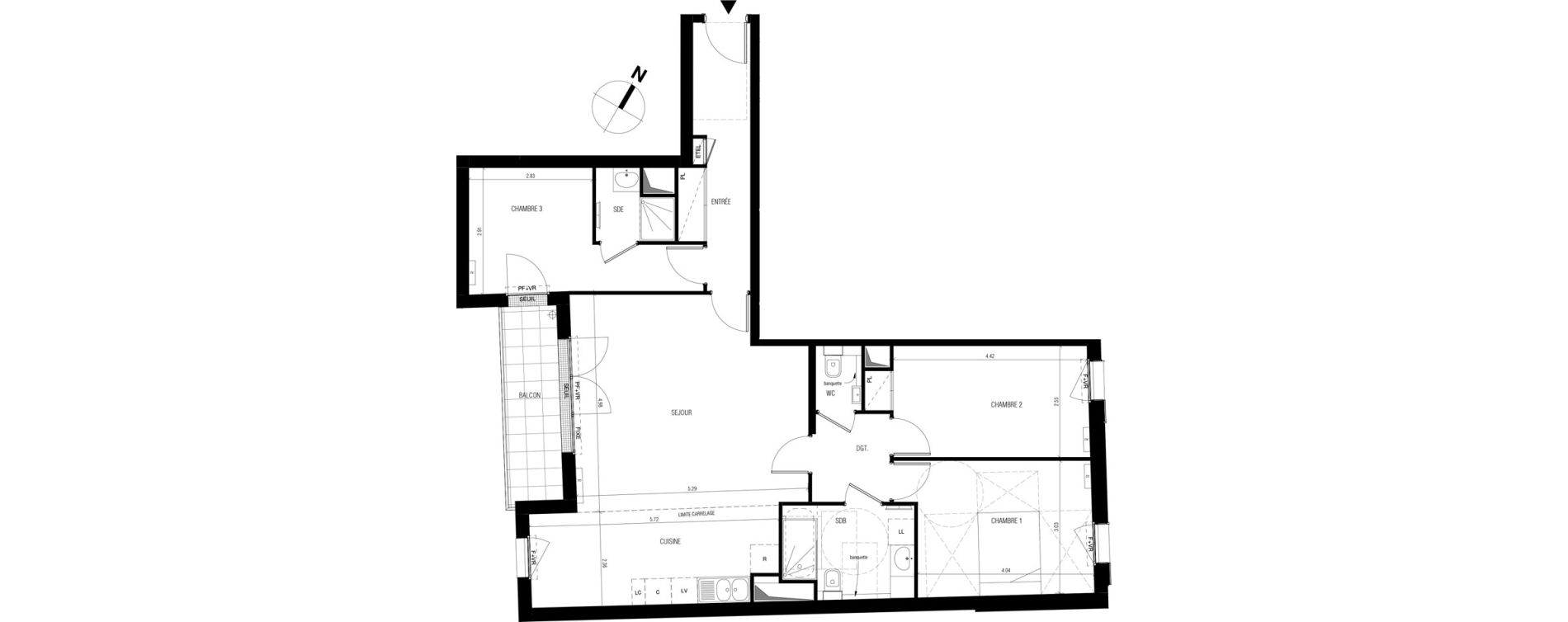 Appartement T4 de 94,05 m2 &agrave; Vanves Saint-remy