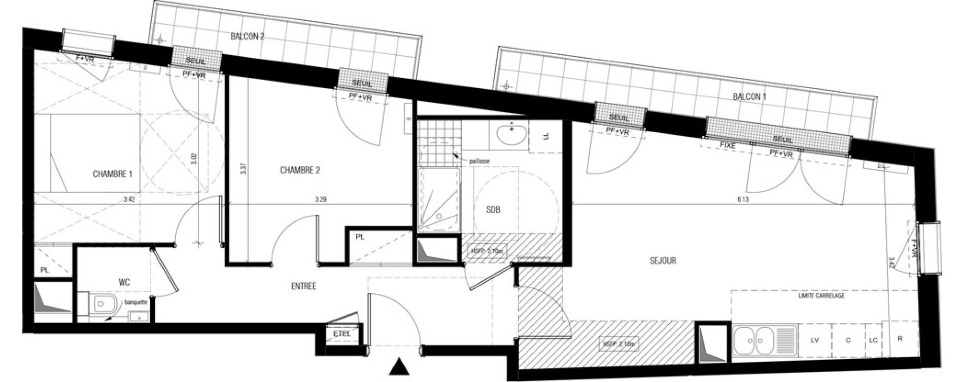 Appartement T3 de 63,58 m2 &agrave; Vanves Saint-remy