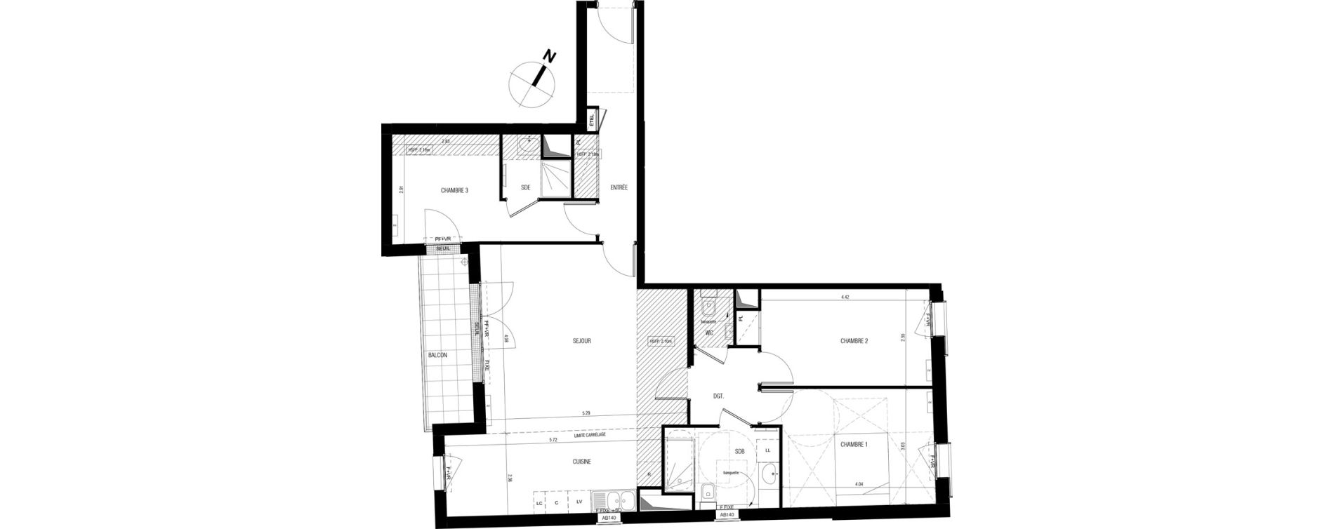 Appartement T4 de 94,01 m2 &agrave; Vanves Saint-remy