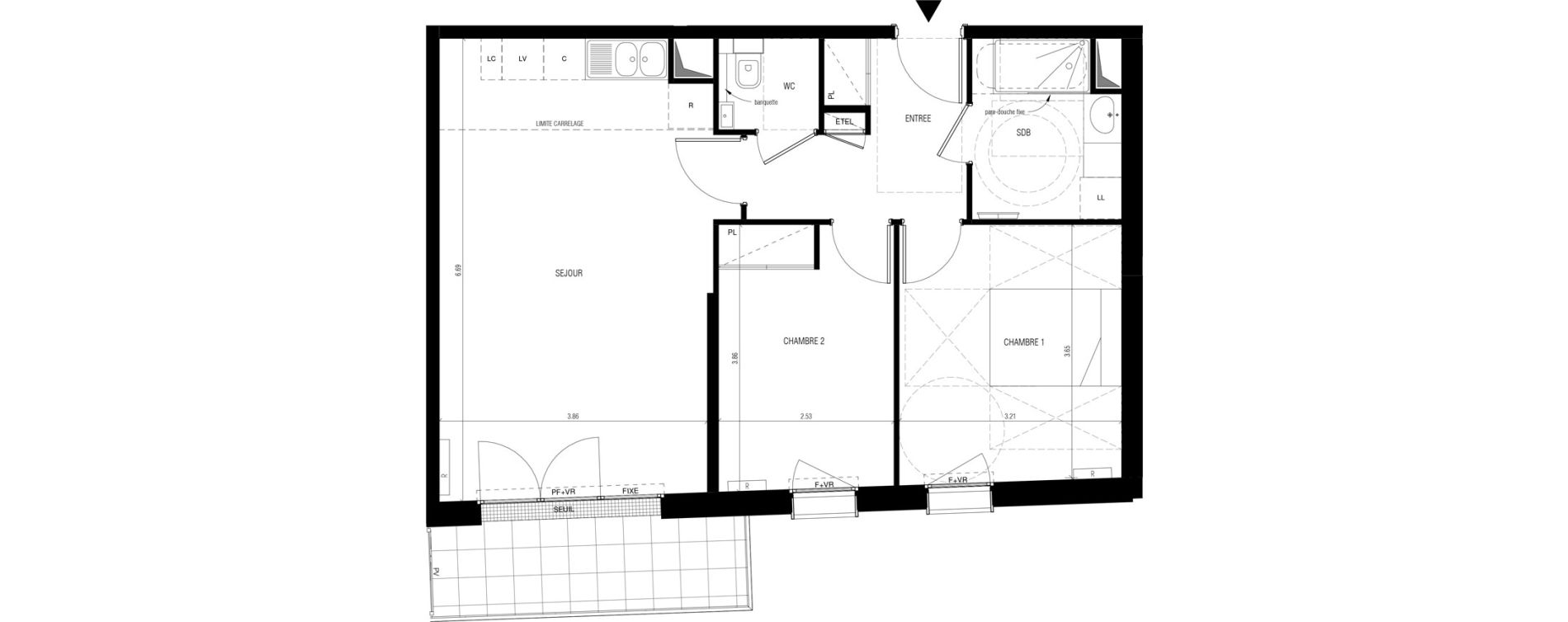 Appartement T3 de 61,33 m2 &agrave; Vanves Saint-remy