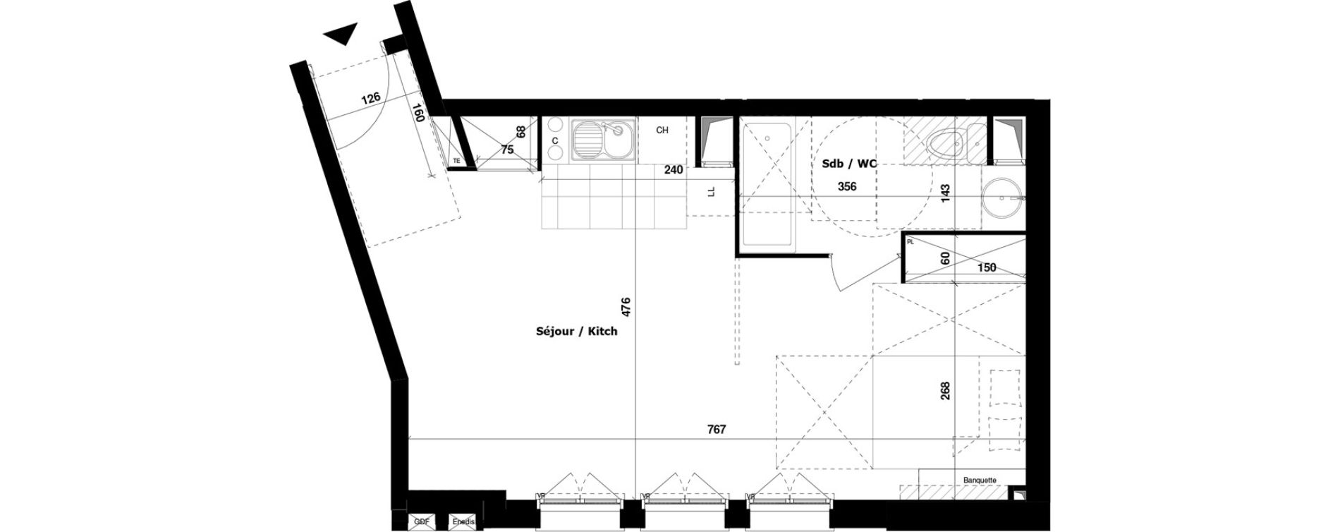 Appartement T1 de 37,32 m2 &agrave; Vanves Jean jaur&egrave;s