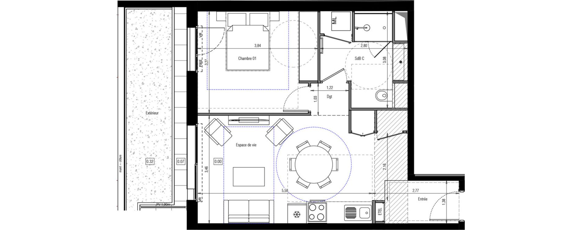 Appartement T2 de 46,22 m2 &agrave; Vanves Centre ancien