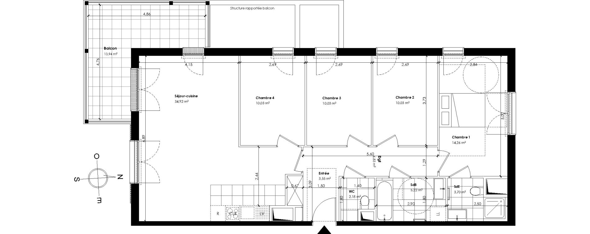 Appartement T5 de 100,75 m2 &agrave; Vaucresson Centre