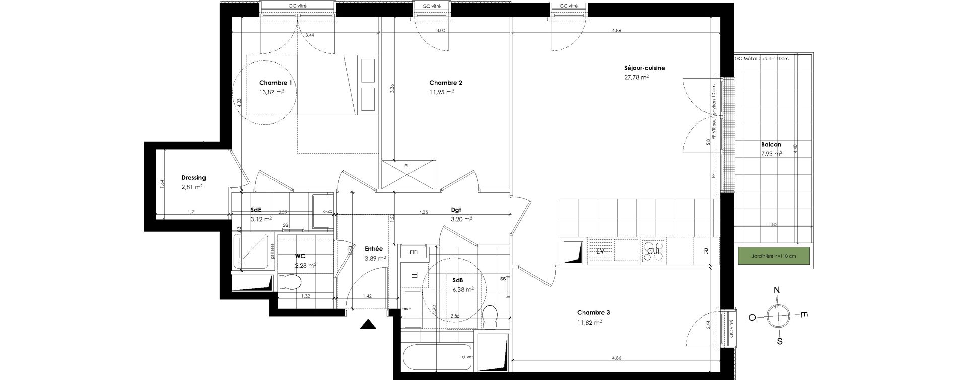 Appartement T4 de 87,10 m2 &agrave; Vaucresson Centre