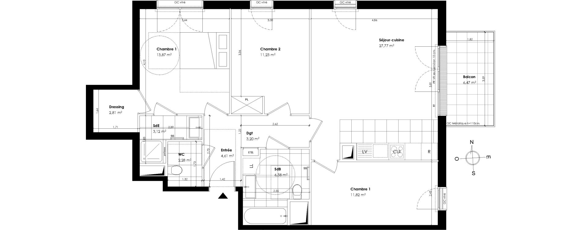 Appartement T4 de 87,09 m2 &agrave; Vaucresson Centre