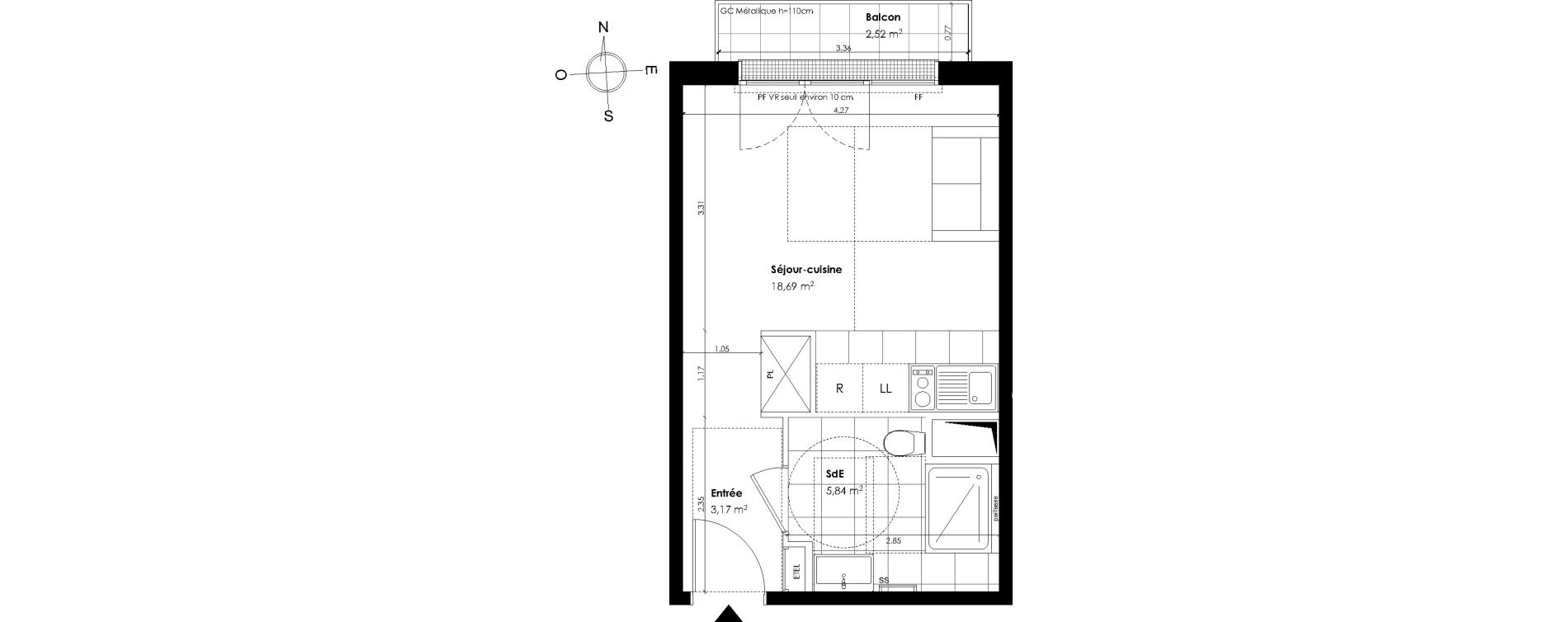 Appartement T1 de 27,70 m2 &agrave; Vaucresson Centre