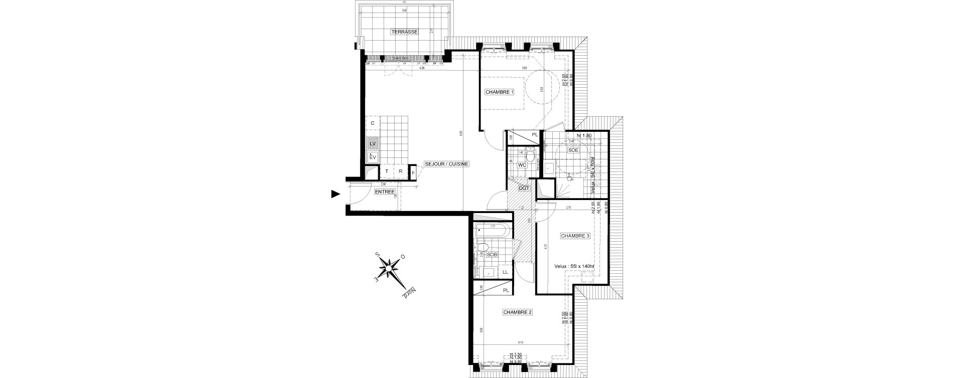 Appartement T4 de 91,80 m2 &agrave; Ville-D'Avray Centre
