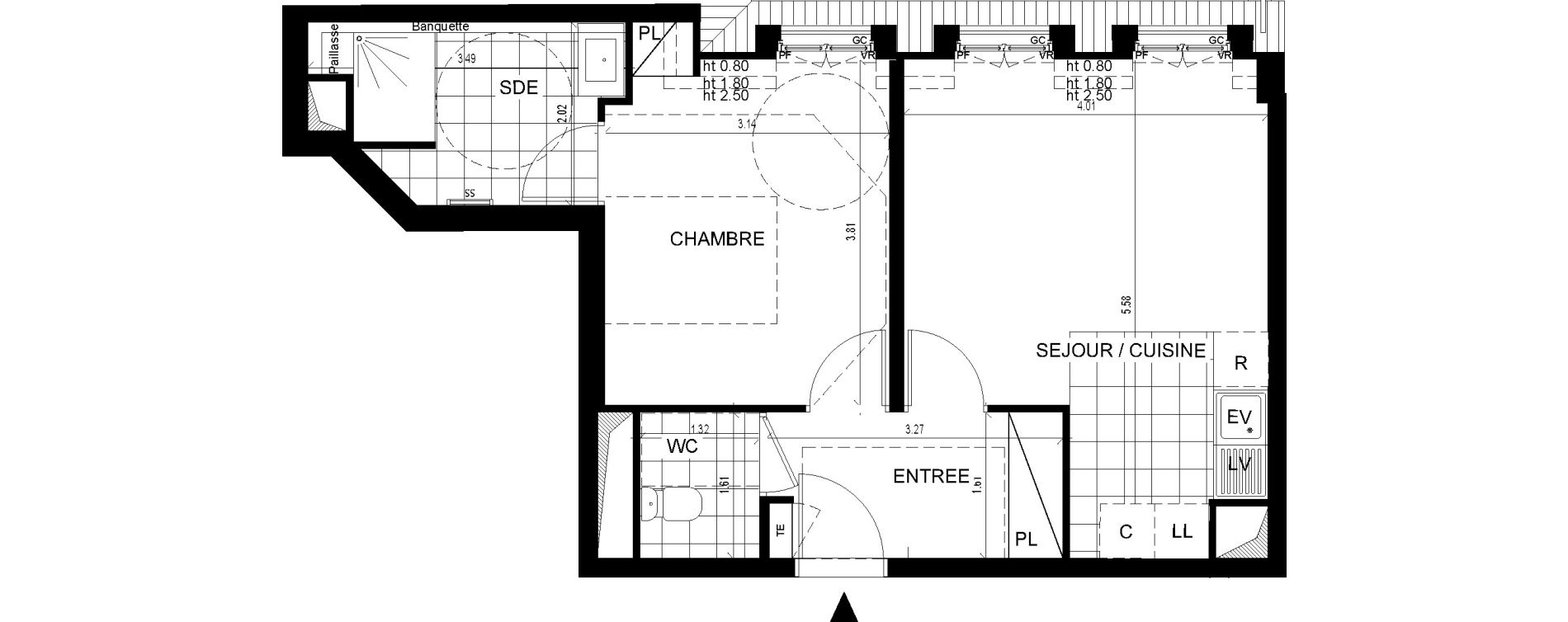 Appartement T2 de 43,16 m2 &agrave; Ville-D'Avray Centre
