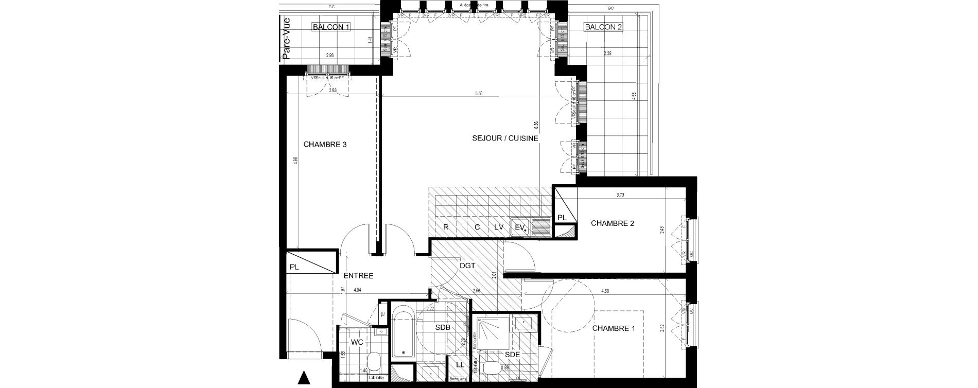 Appartement T4 de 90,36 m2 &agrave; Ville-D'Avray Centre