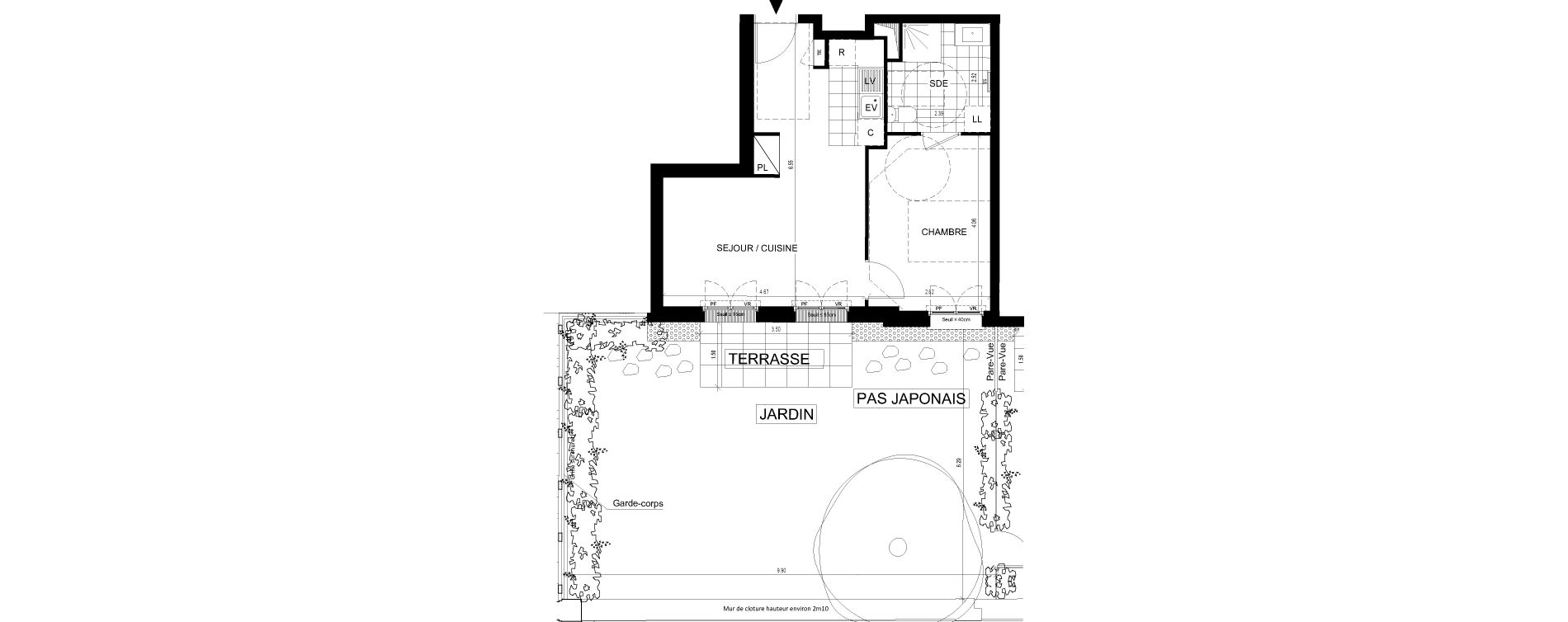 Appartement T2 de 40,35 m2 &agrave; Ville-D'Avray Centre