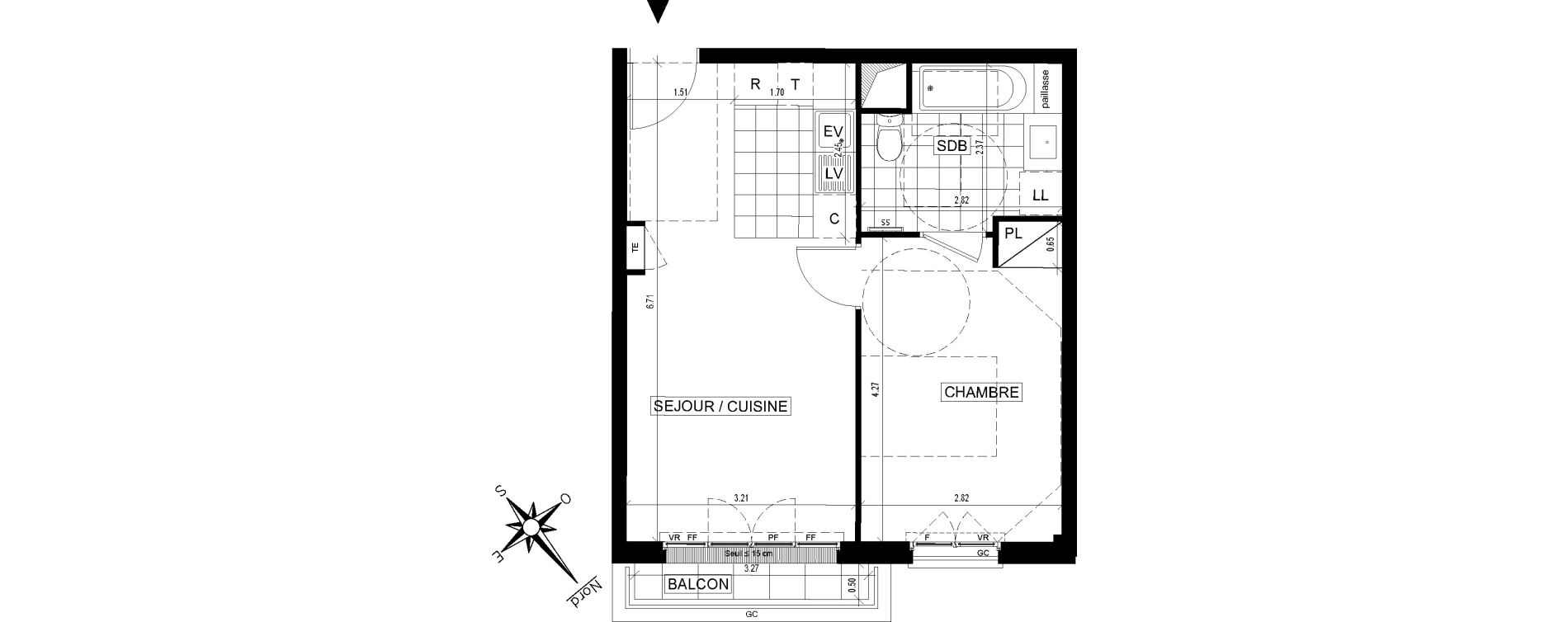 Appartement T2 de 39,50 m2 &agrave; Ville-D'Avray Centre
