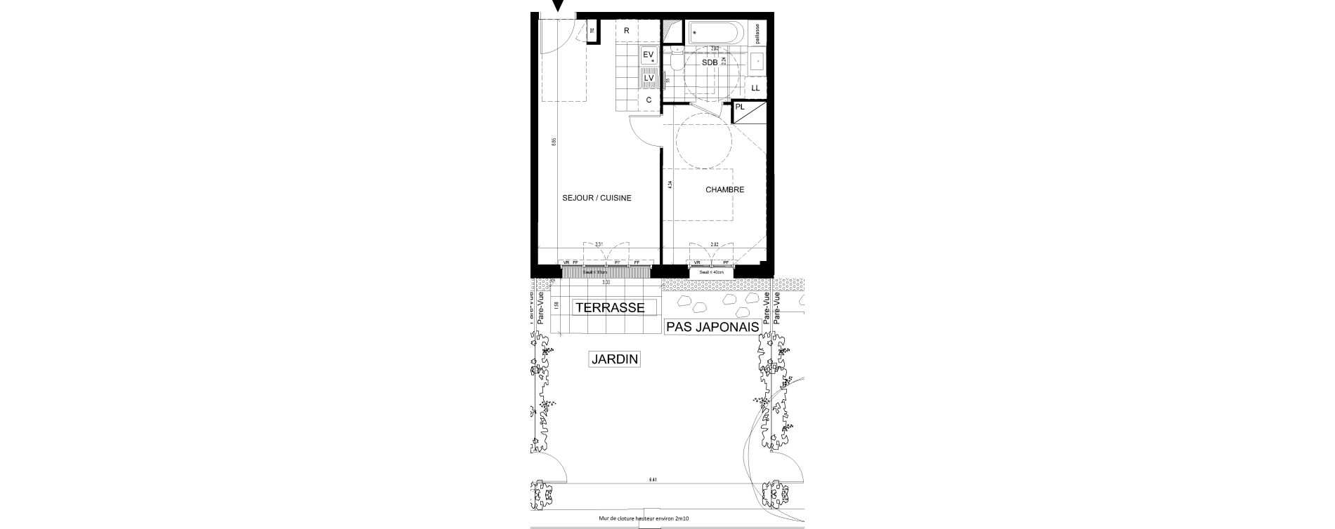 Appartement T2 de 39,84 m2 &agrave; Ville-D'Avray Centre