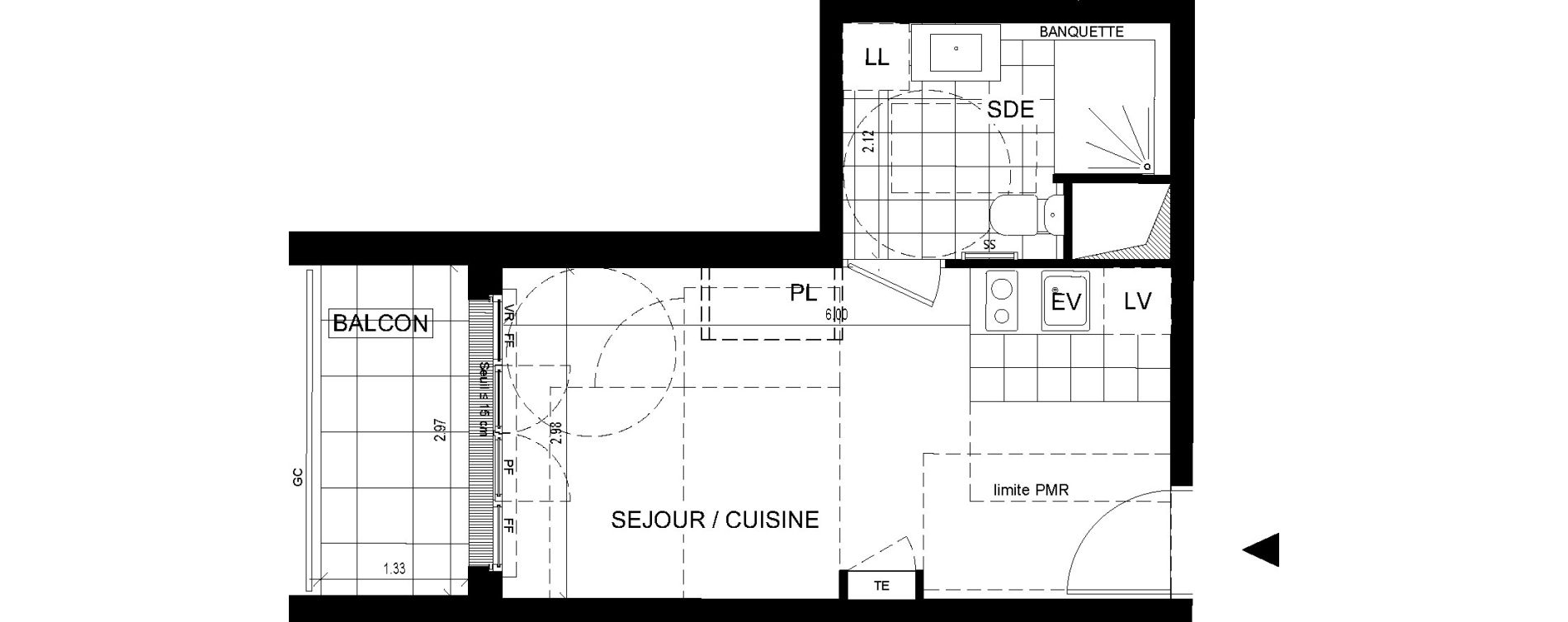 Appartement T1 de 23,23 m2 &agrave; Ville-D'Avray Centre