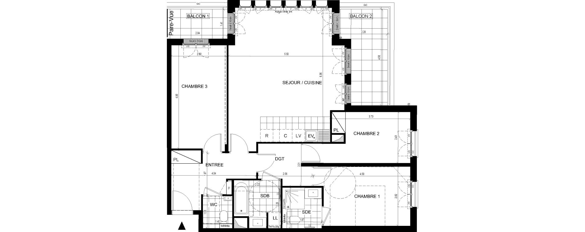Appartement T4 de 90,36 m2 &agrave; Ville-D'Avray Centre