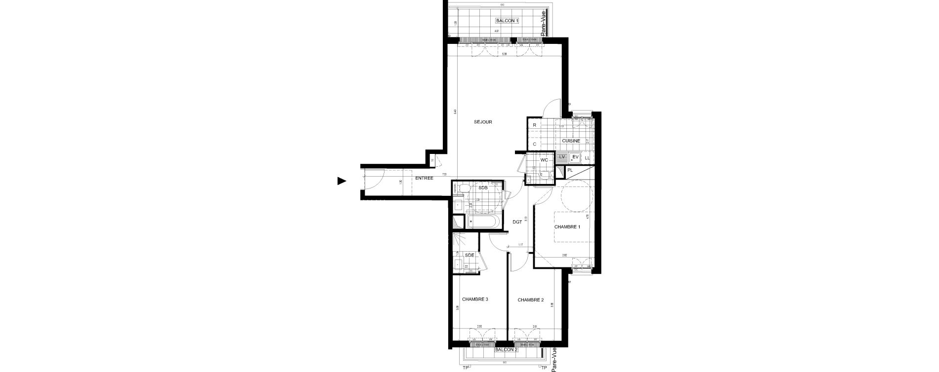 Appartement T4 de 86,35 m2 &agrave; Ville-D'Avray Centre