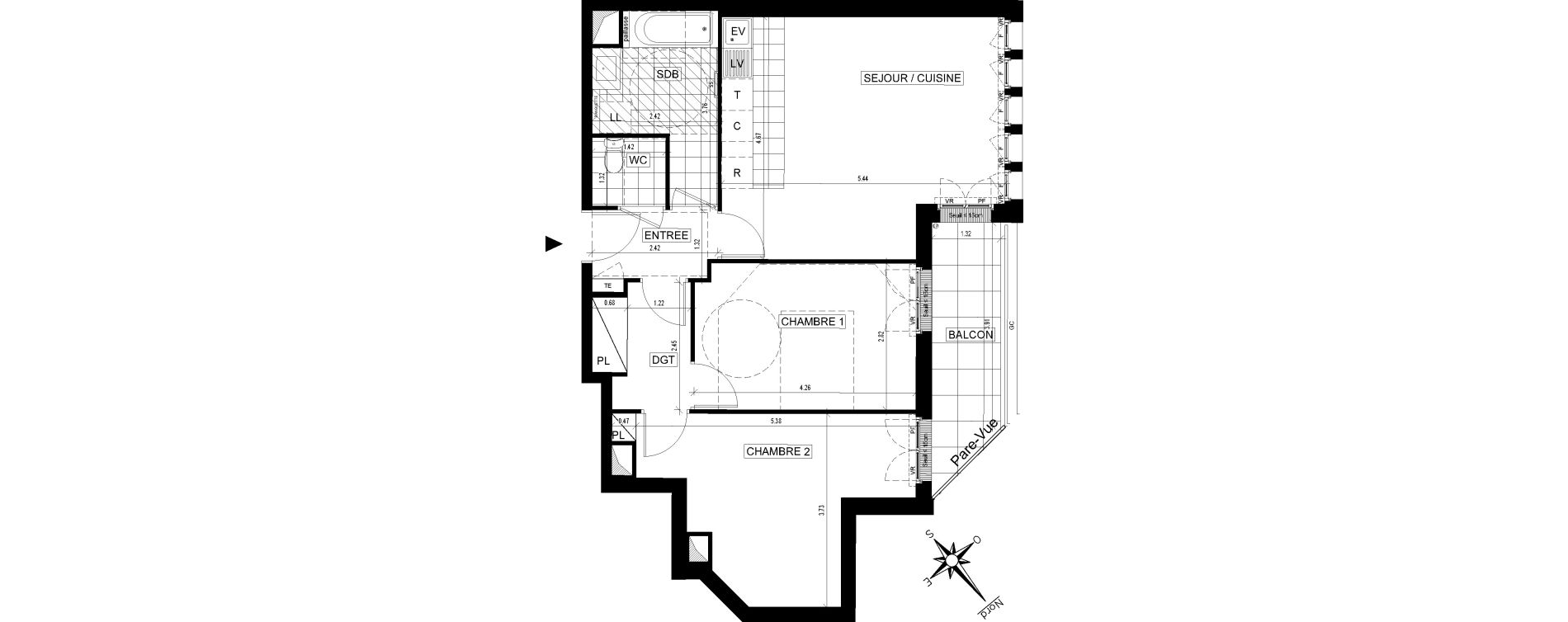 Appartement T3 de 65,17 m2 &agrave; Ville-D'Avray Centre