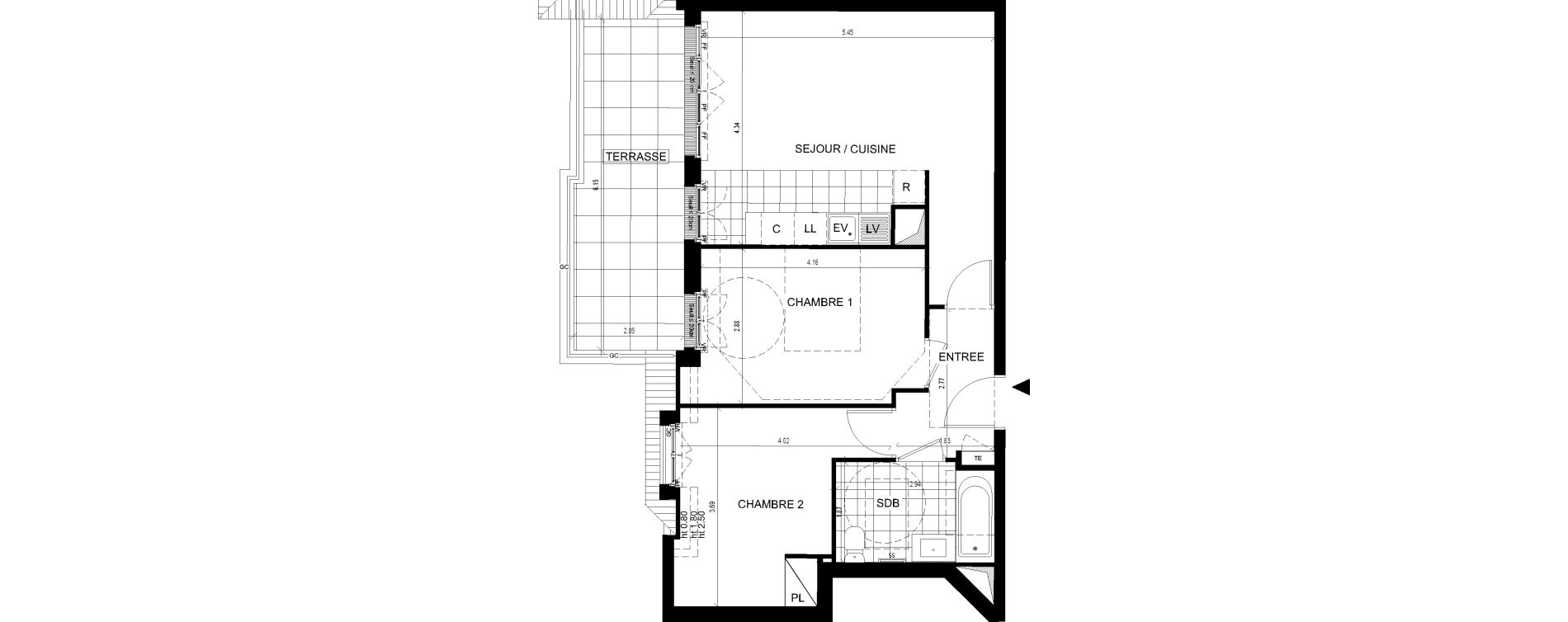 Appartement T3 de 56,88 m2 &agrave; Ville-D'Avray Centre