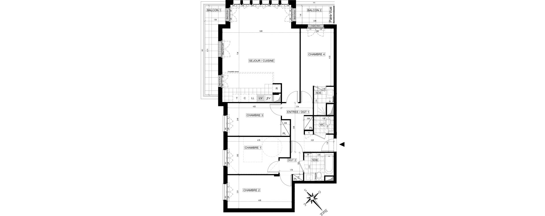 Appartement T5 de 107,77 m2 &agrave; Ville-D'Avray Centre