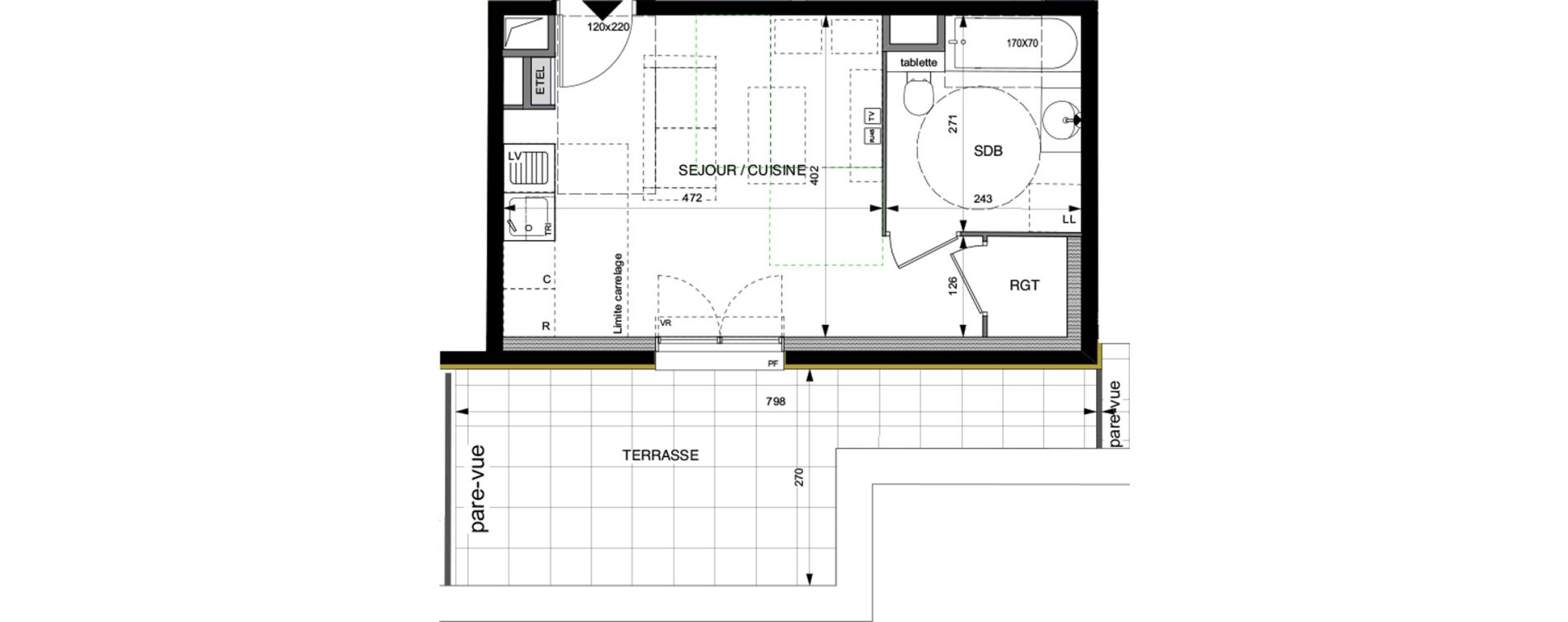 Appartement T1 de 26,90 m2 &agrave; Villeneuve-La-Garenne Boulevard gallieni