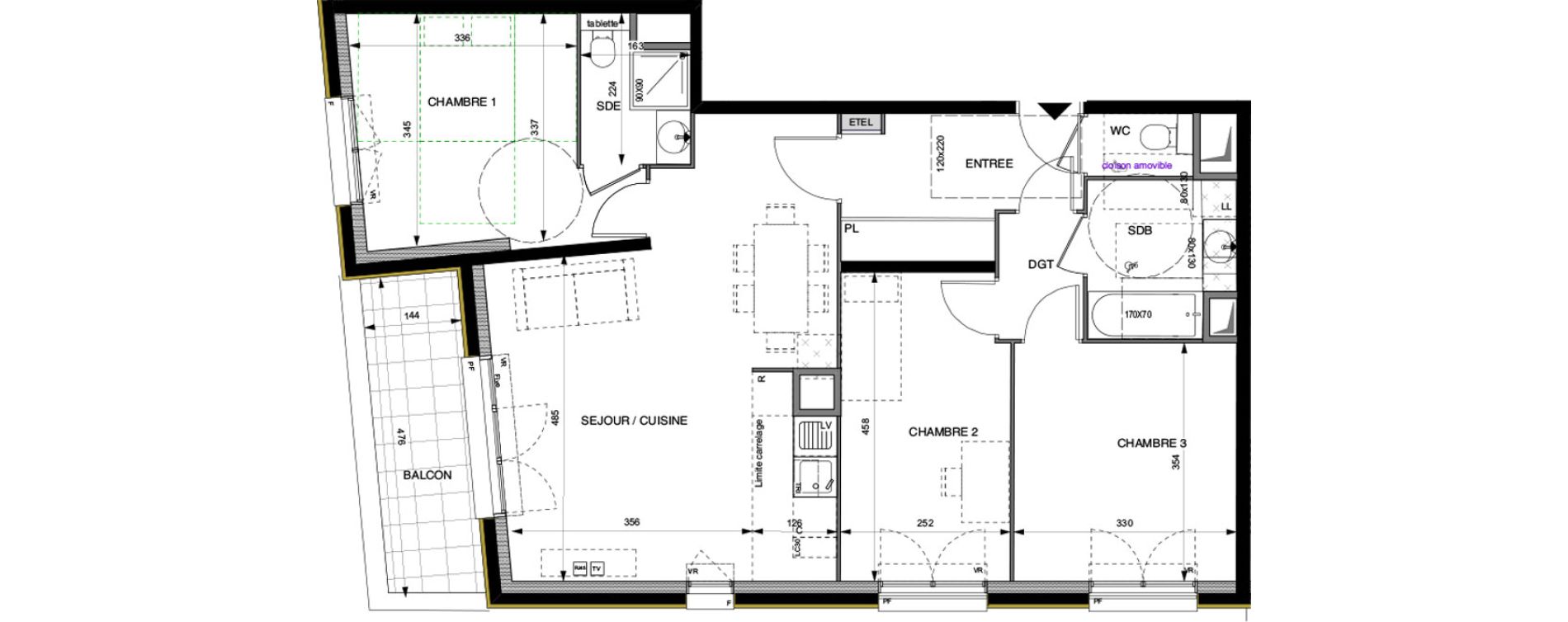 Appartement T4 de 82,70 m2 &agrave; Villeneuve-La-Garenne Boulevard gallieni