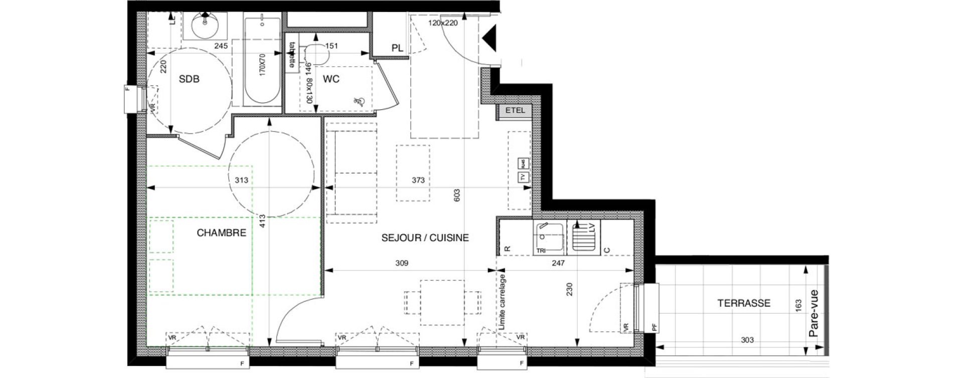 Appartement T2 de 42,60 m2 &agrave; Villeneuve-La-Garenne Boulevard gallieni