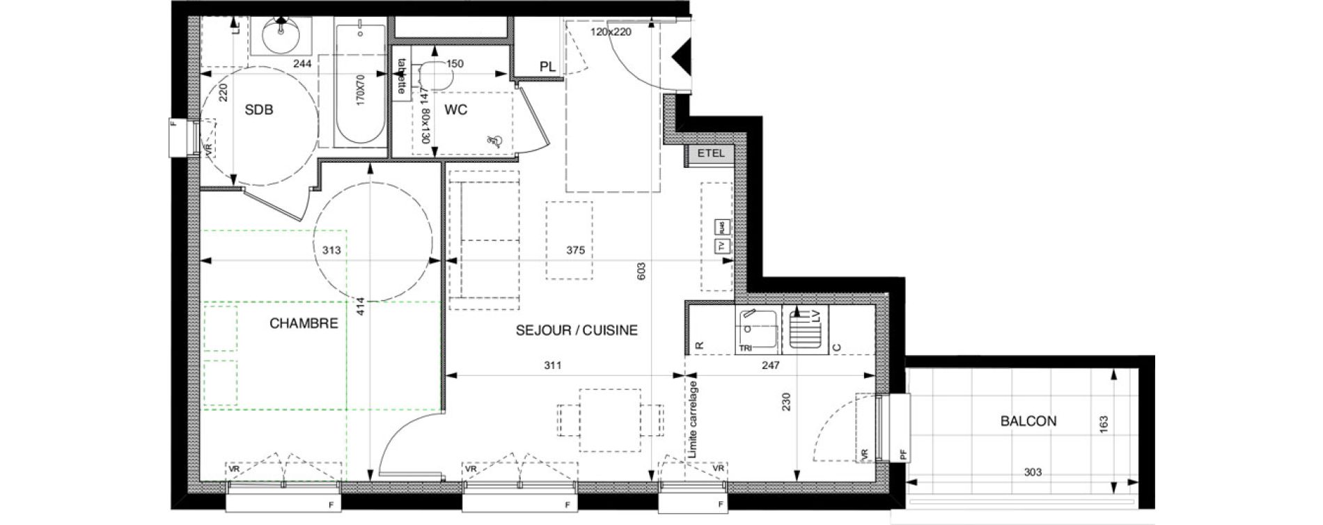 Appartement T2 de 42,60 m2 &agrave; Villeneuve-La-Garenne Boulevard gallieni