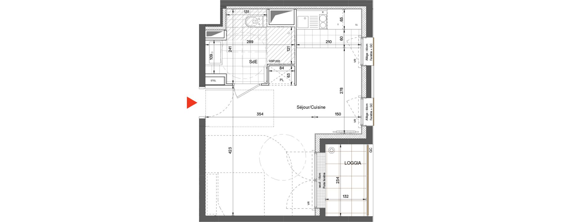 Appartement T1 de 28,01 m2 &agrave; Villeneuve-La-Garenne Jean jaures