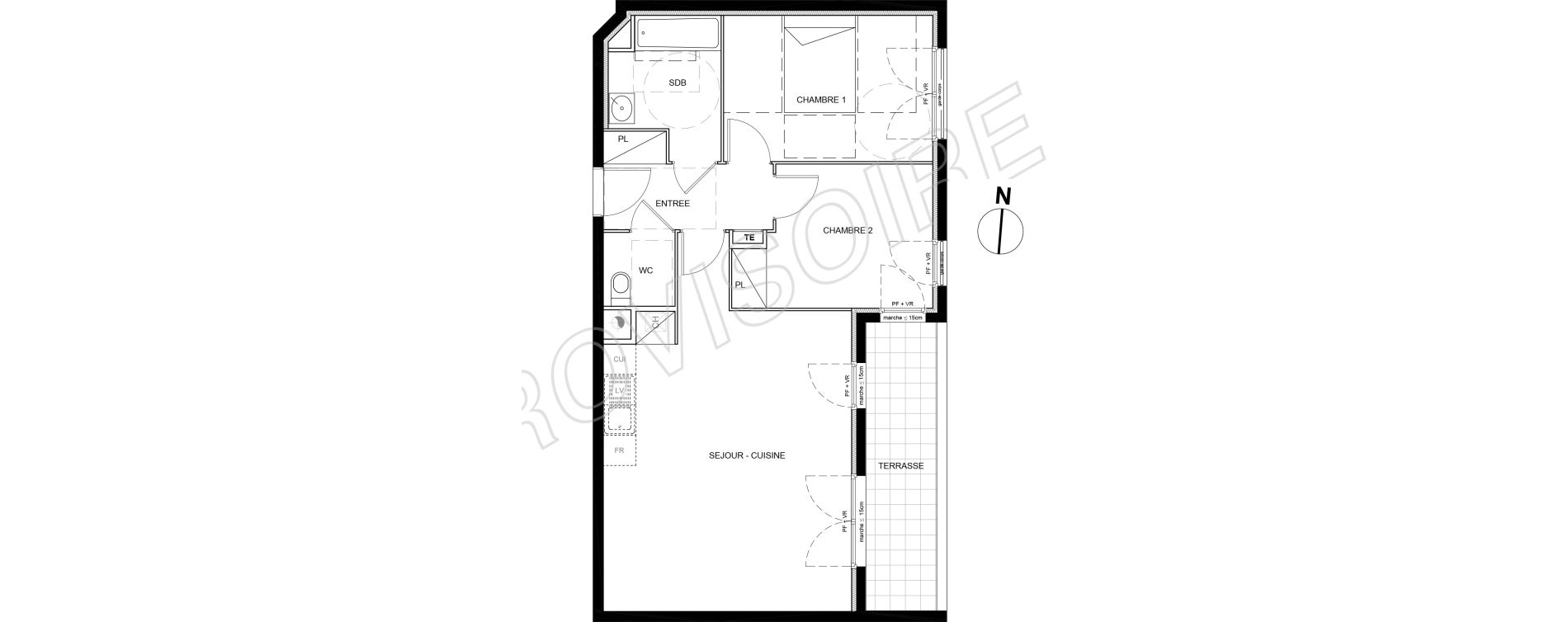 Appartement T3 de 64,70 m2 &agrave; Villeneuve-La-Garenne Port sisley