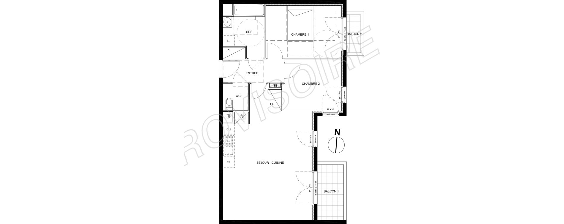 Appartement T3 de 65,10 m2 &agrave; Villeneuve-La-Garenne Port sisley