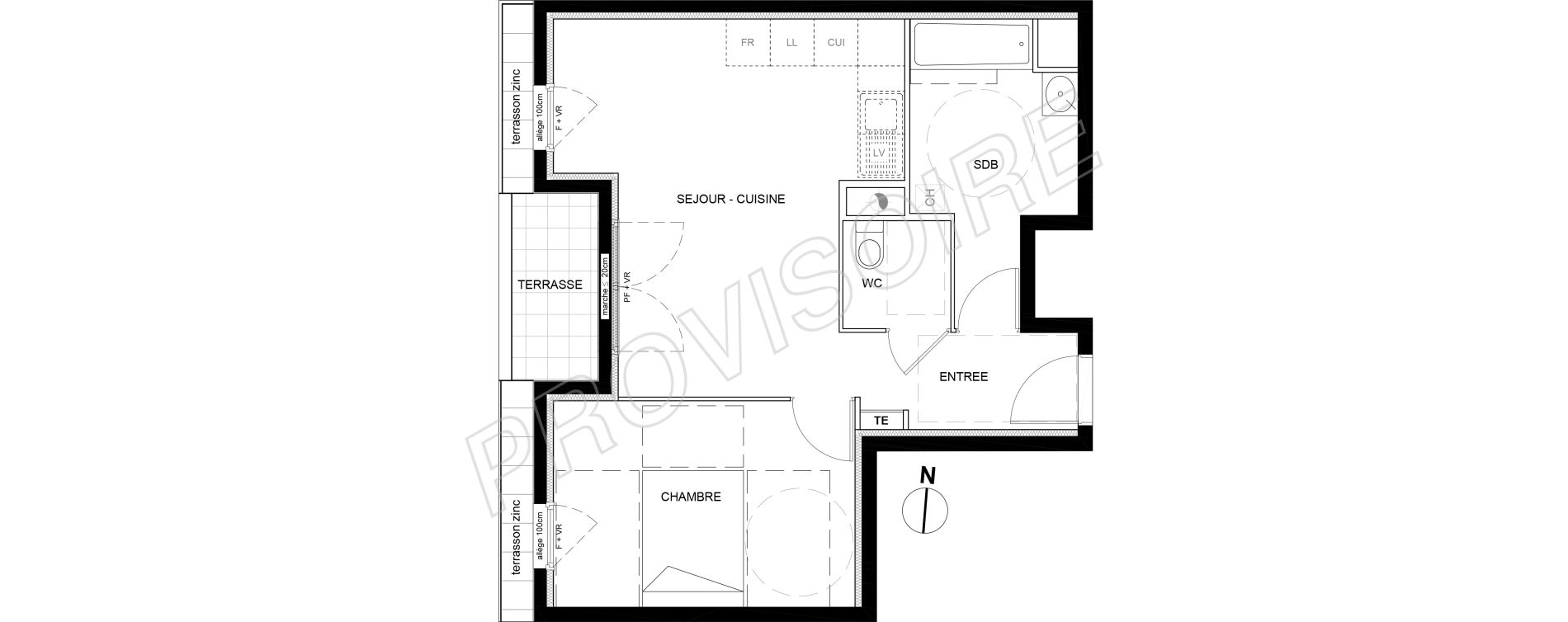 Appartement T2 de 46,80 m2 &agrave; Villeneuve-La-Garenne Port sisley
