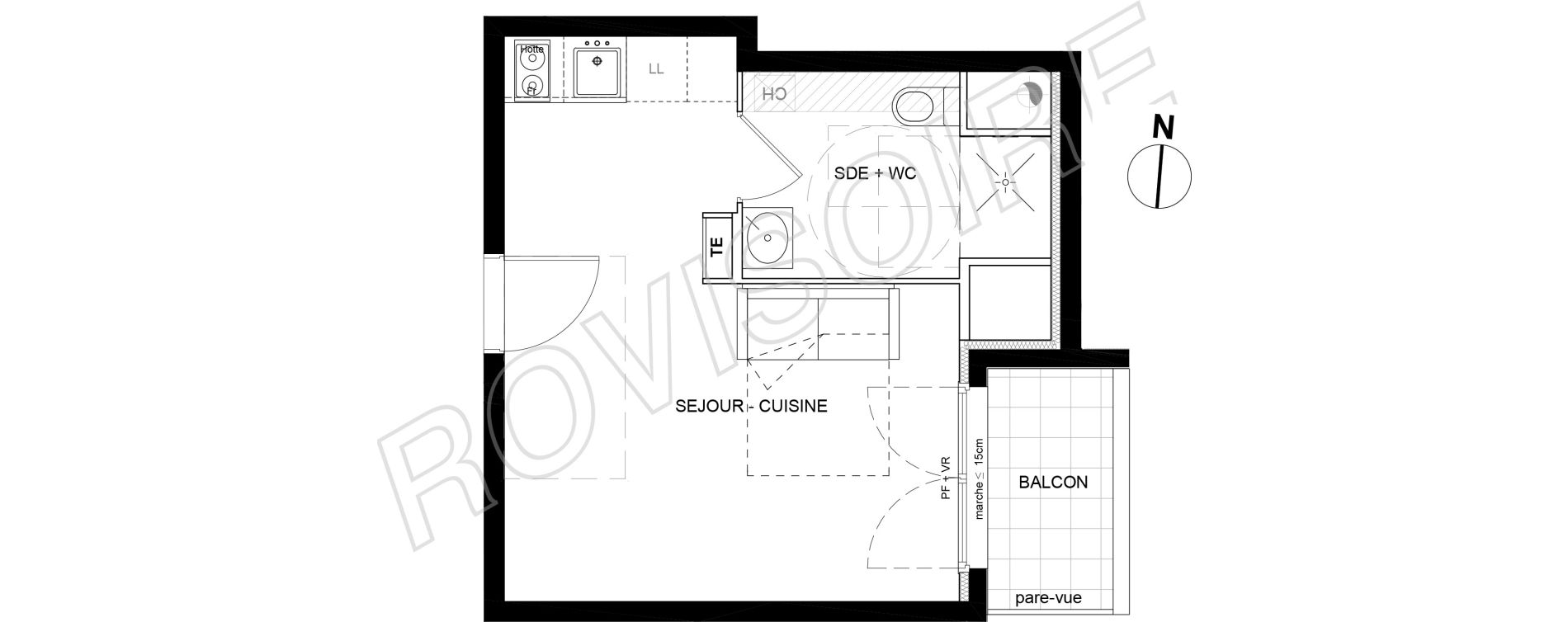 Appartement T1 de 25,10 m2 &agrave; Villeneuve-La-Garenne Port sisley