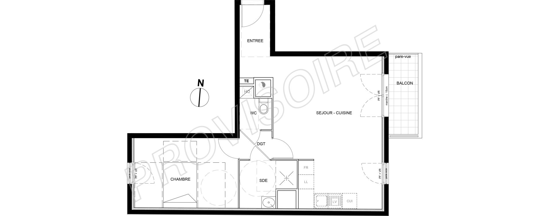 Appartement T2 de 52,30 m2 &agrave; Villeneuve-La-Garenne Port sisley
