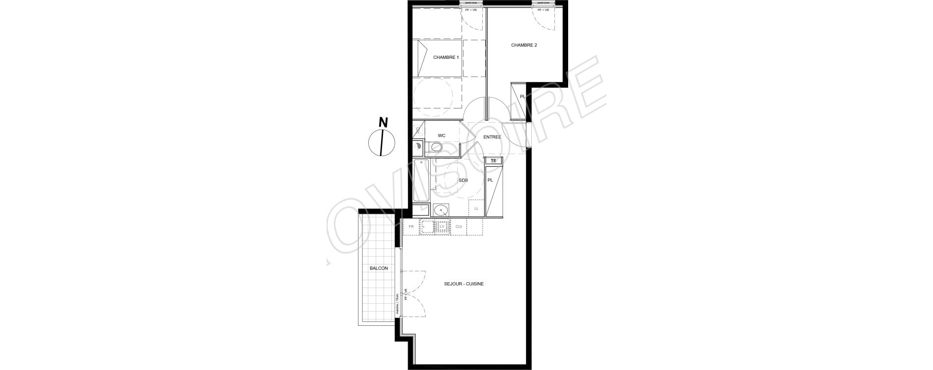 Appartement T3 de 63,10 m2 &agrave; Villeneuve-La-Garenne Port sisley