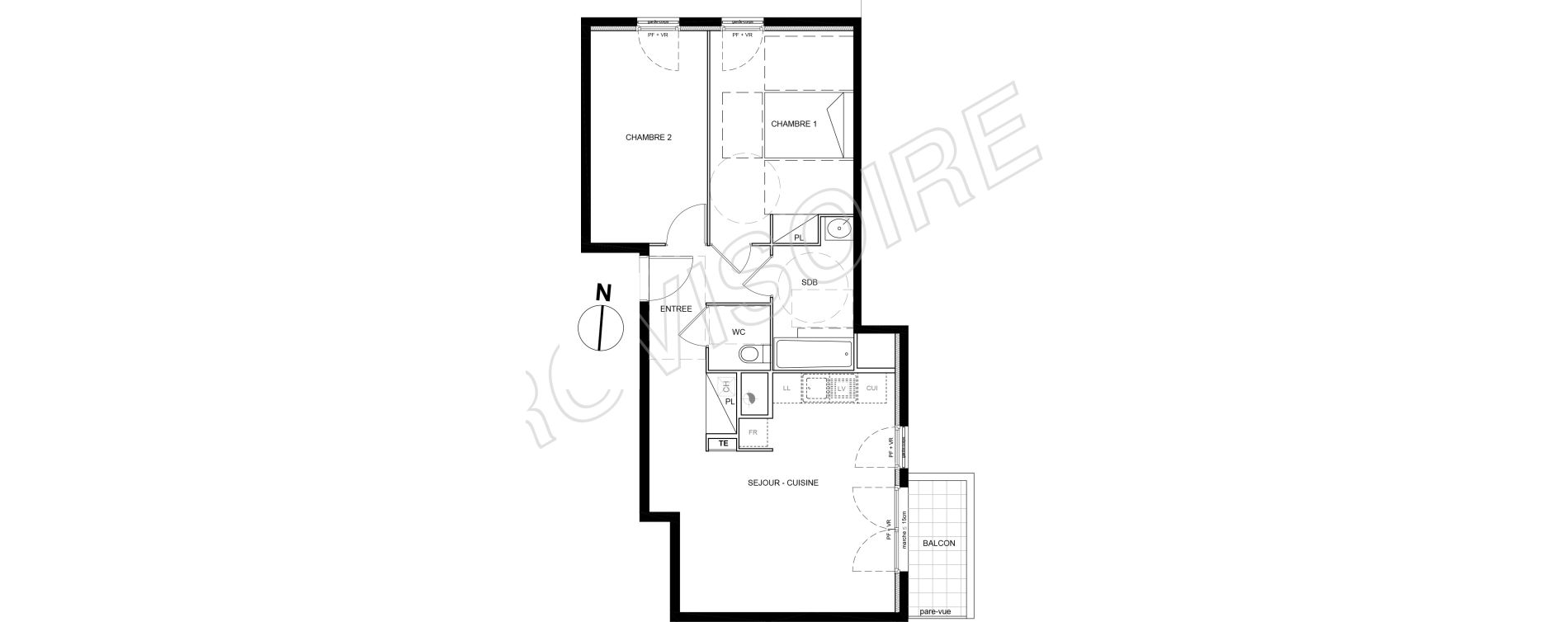 Appartement T3 de 60,90 m2 &agrave; Villeneuve-La-Garenne Port sisley