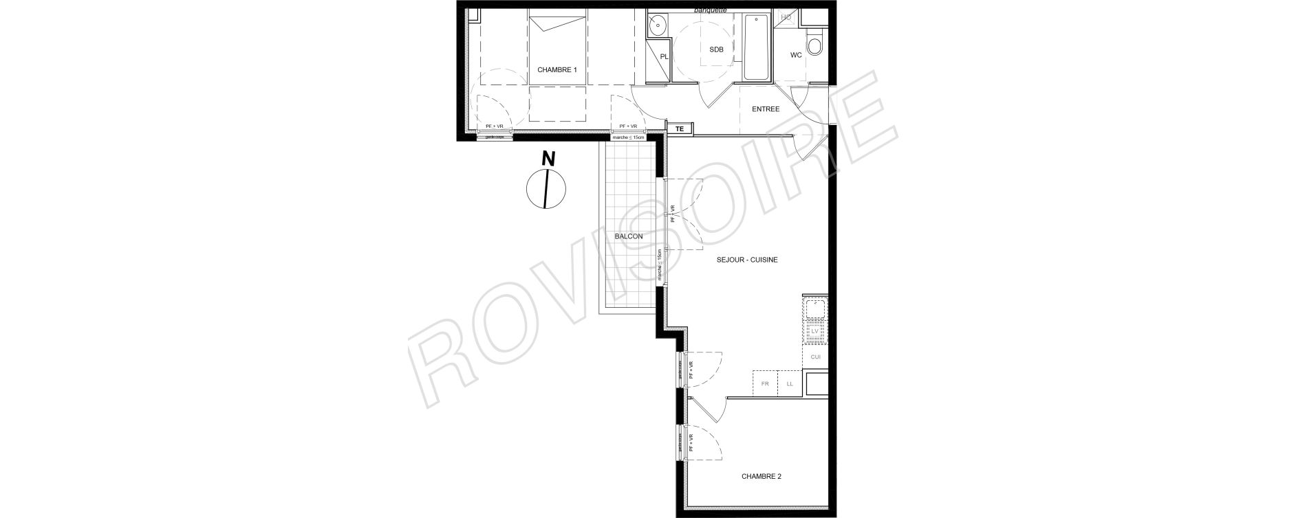 Appartement T3 de 59,60 m2 &agrave; Villeneuve-La-Garenne Port sisley