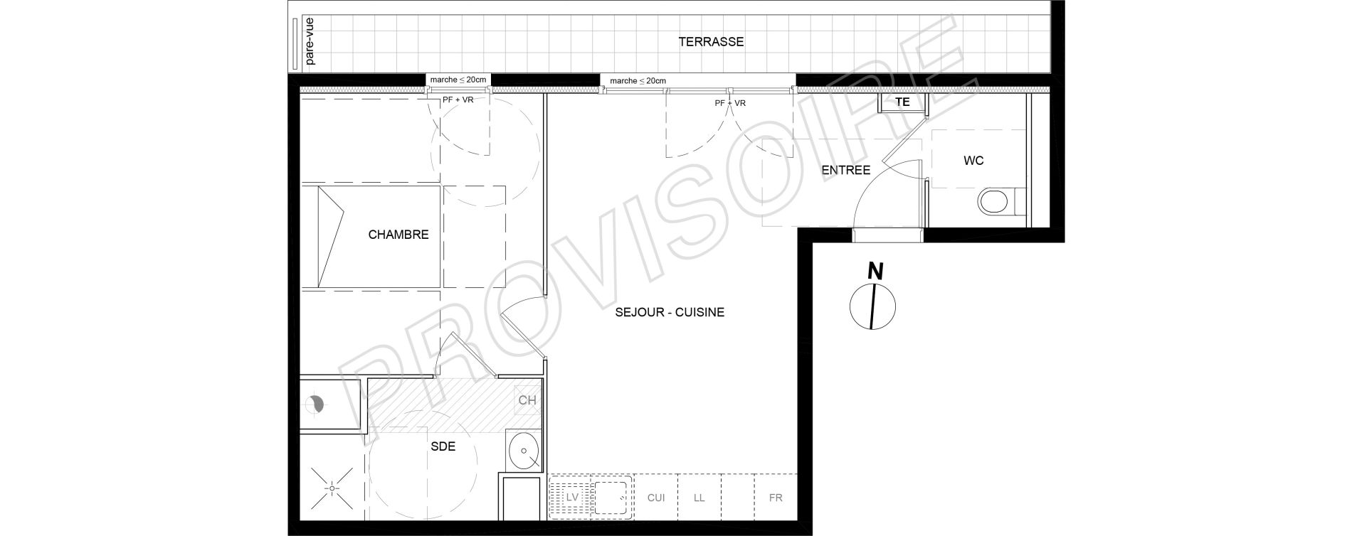 Appartement T2 de 44,40 m2 &agrave; Villeneuve-La-Garenne Port sisley