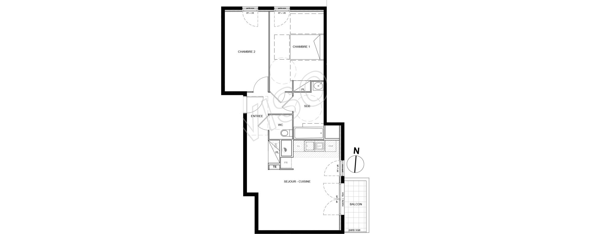 Appartement T3 de 60,90 m2 &agrave; Villeneuve-La-Garenne Port sisley