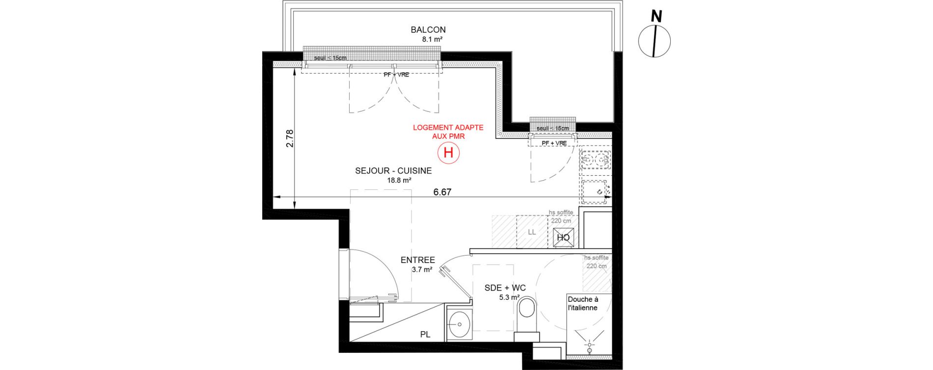 Appartement T1 de 27,80 m2 &agrave; Villeneuve-La-Garenne Port sisley