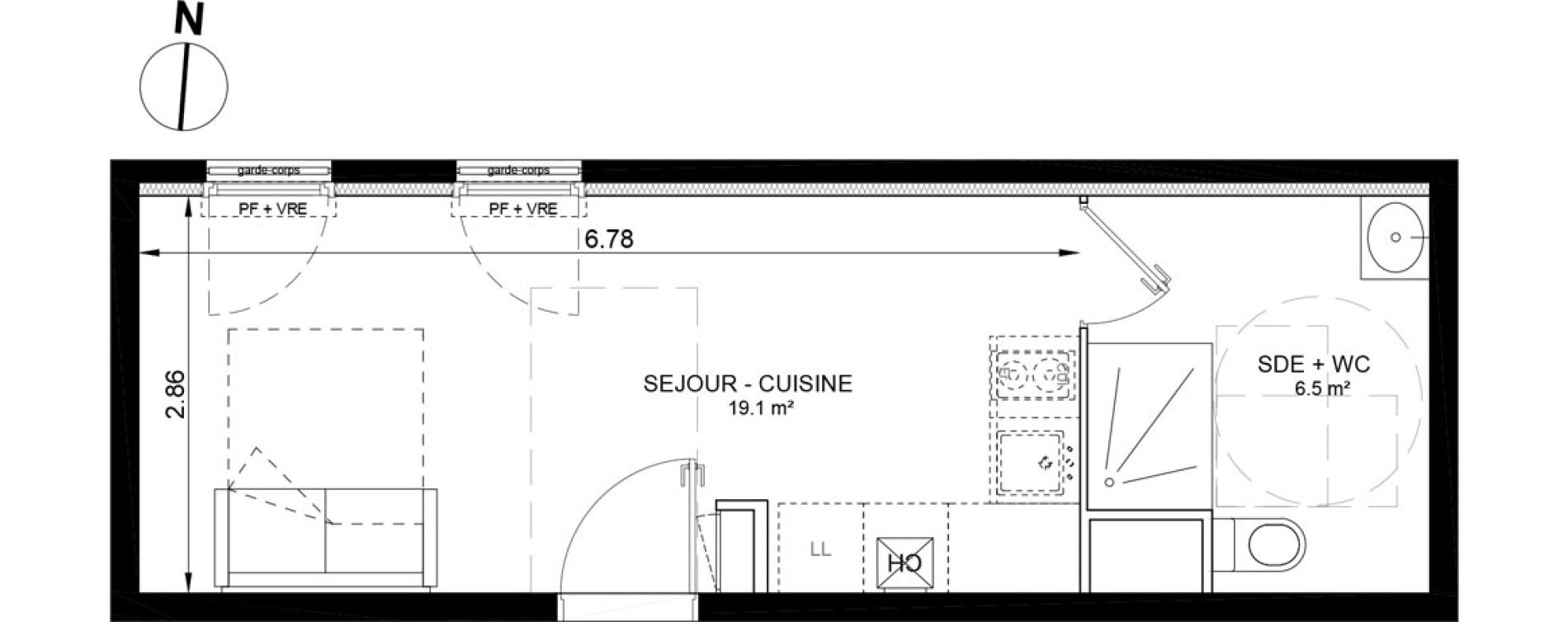 Appartement T1 de 26,00 m2 &agrave; Villeneuve-La-Garenne Port sisley