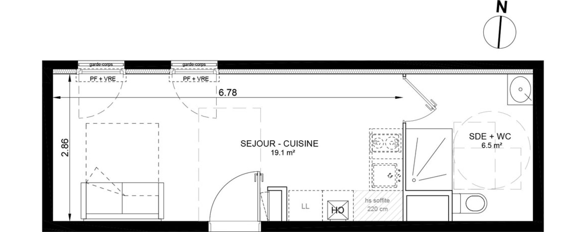 Appartement T1 de 25,60 m2 &agrave; Villeneuve-La-Garenne Port sisley